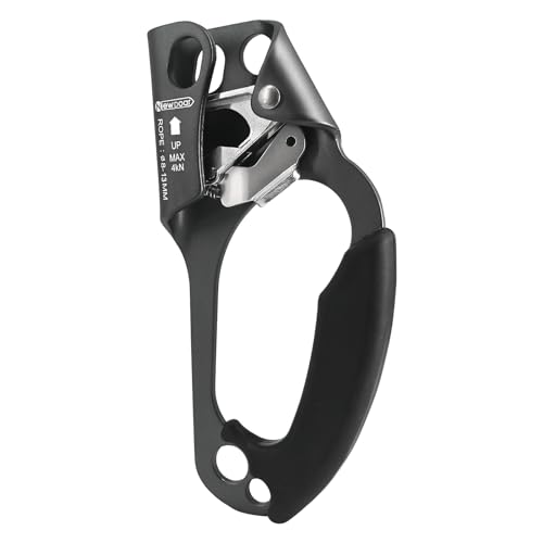 Image of NewDoar Hand Ascender Rock Climbing Tree Arborist Rappelling Gear Equipment Rope Clamp for 8~12MM Rope(Right Hand Grey)