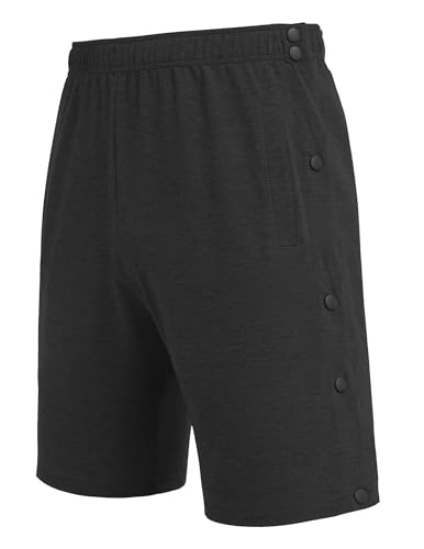 Deyeek Mens Tear Away Shorts Post Surgery Recovery Side Snap Shorts Color Block Cotton Break Away Pants with Pockets4