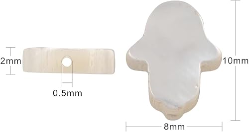 Miniatura 3 de LiQunSweet 10 cuentas de concha blanca natural de nácar Hamsa mano de Miriam para hacer joyas