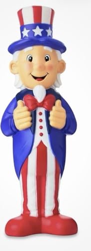 Patriotic red White and Blue Uncle Sam Blow Mold Light up Statue Electric Plug in