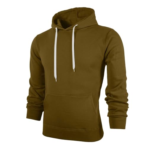 Sudadera lisa con capucha para hombre, con cordón, forro polar, bolsillo canguro, sudadera básica informal con capucha para uso diario, invierno, gimnasio, deportes, viajes, capas, -, L