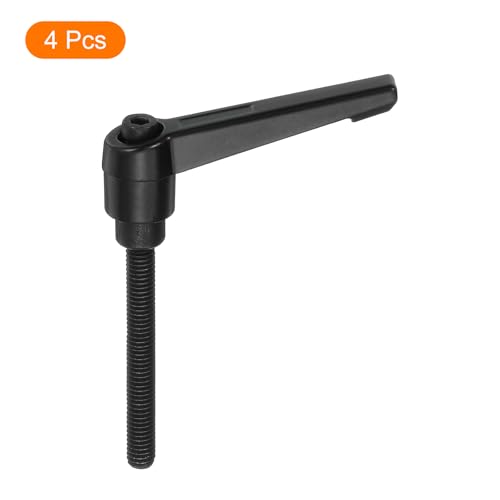 Image of uxcell 4Pcs M6 x 50mm Adjustable Knobs Handle Male Thread Push Button Ratchet Quick Release Locking Rotating Bolt for Lathe Machinery, Black