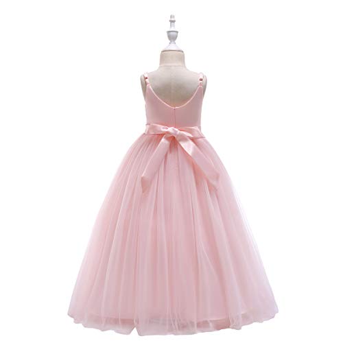 Glamulice Flower Girls Spaghetti Strap Tulle Dress Long A Line Wedding Pageant Dresses Princess Birthday Party Ball Gown
