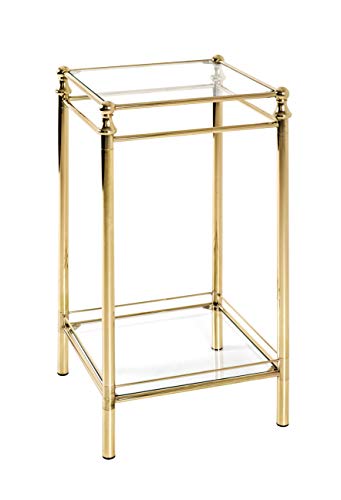 HAKU Table d'appoint en métal laitonné, Table Basse, Verre trempé 5 mm - Dimensions : L 40 x H 73 x P 40 cm Style : Contemporain