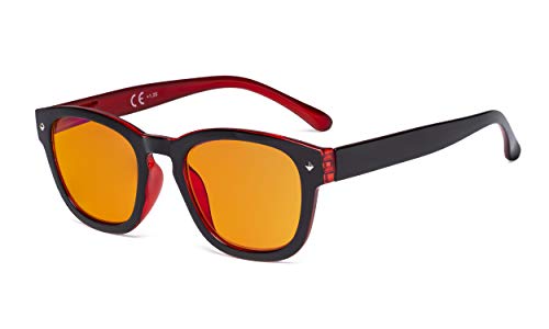 Image of Eyekepper Blue Light Blocking Reading Glasses with Orange Tinted Filter Lens for Sleeping - Anti Blue Ray Computer Readers - Black-Red +0.50