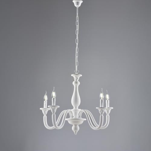 Lustre Shabby en bois blanc Lucca pour éclairer un salon sombre avec élégance