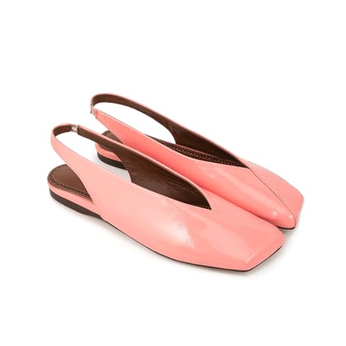 Fandimeier Women's Squared Toe Slingback Flats Ballet Leather Upper Mary Jane Flat Casual Dressy Fashion Shoes4