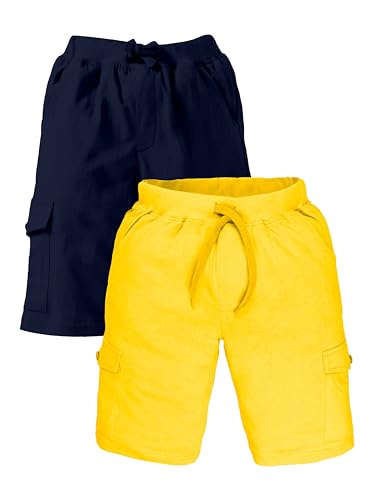 Image of KiddoPanti Boys Knit Solid Cargo Shorts | 100% Cotton | Comfortable Rib Waistband | 2 Front Pockets & 2 Cargo Pockets | Sport Bermuda Half Pant for Boys