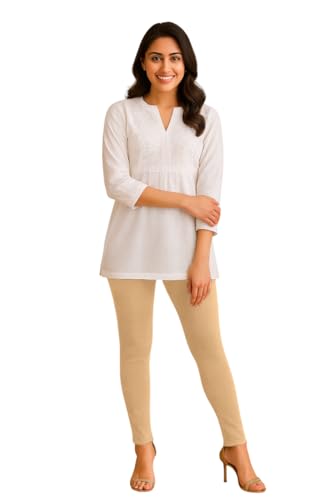 Image of Amazon Brand - Anarva Women's Super Cotton Combed Slim Fit Elastane Stretch Comfort Ankle Length Leggings with Ultrasoft Waistband