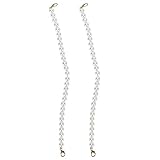 2Pcs Faux Pearl Bag Straps | Elegant Handbag Chain Replacement/Purse Accessory | Alloy Lobster Clasp, DIY Clothing Decor (210mm - 510mm) (370mm length*12mm diameter)