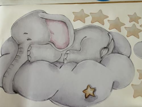 Vinilo Decorativo Infantil Elefante Acuarela Personalizable miniatura 4