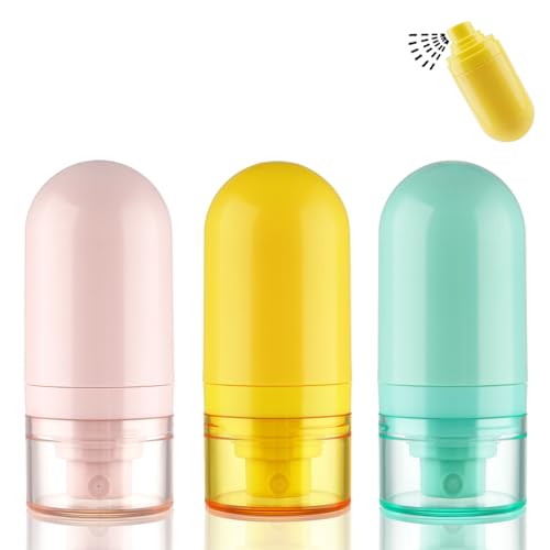 Cosywell Mini Fine Mist Spray Bottles TSA Approved 1oz/30ml 3 Pack Airless Spray Bottle Leak Proof Travel Spray Bottle Plastic Refillable Containers for Perfumes Skincare Water Cosmetics (3color)