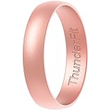 ThunderFit - Anillo de boda de silicona para hombres y mujeres, 1 anillo de compromiso de goma (4 mm, 1 anillo – oro rosa, 12,5 – 13 (22,2 mm)