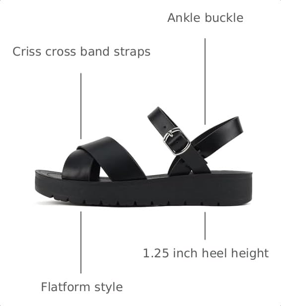 Image of Soda CHESTER ~ Women Flat Sandals Flatform Ankle Buckle Criss Cross Band Straps Sandals Shoes (Gold Raffia, 5.5)
