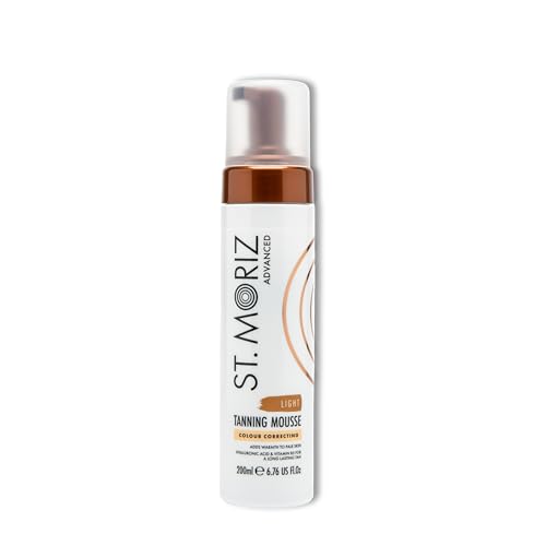 ST. MORIZ Advanced Colour Correcting Tanning Mousse in Light – schenkt heller Haut eine natürliche Wärme – Hyaluronsäure – mit Applikatorfarbe – dermatologisch getestet, ohne Tierversuche – 200ml ST. MORIZ Advanced Colour Correcting Tanning Mousse in Light – schenkt heller Haut eine natürliche Wärme – Hyaluronsäure – mit Applikatorfarbe – dermatologisch getestet, ohne Tierversuche – 200ml