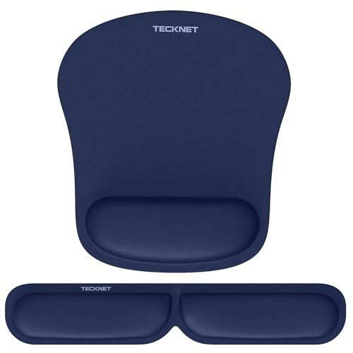 TECKNET Tapis de Souris et Repose-Poignet Clavier, Mouse Pad Ergonomique en Mousse à Mémoire pour Bureau Ordinateur, Gamer, Antidérapant, Imperméable,...