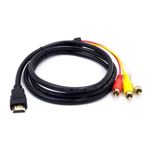 Eiaigky HDMI auf 3RCA Adapter 1,5m, HDMI zu RCA Konverter Chinch Kabel, AV für TV, Projektor, Receiver, DVD, Blu-ray, AV Receiver, RCA Kabel für Heimkino, 1080p HD Audio Video Übertragung