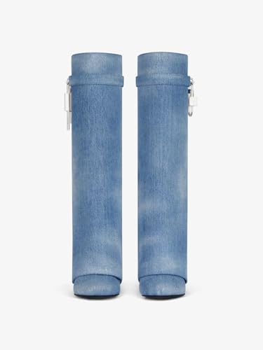 Rhinestones Fold Over Knee High Boots for Women Shark Lock Boots High Shaft Wide Calf Fashion Boots Pull on Party Shoes2