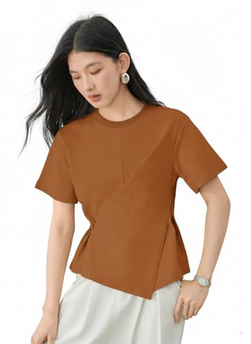 Image of Zilcon Woman Half Sleeve Round Neck Womens Tops Beach Vacation Fashion Clothes Casual Summer Spring Winter Fall Outfits Tops