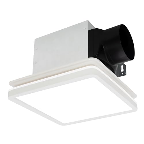 Image of Akicon Bathroom Exhaust Fan with Light, 80CFM 2.0 Sones Exhaust Fan for Bathroom Ceiling, 15W Dimmable 3CCT LED Shower Lights & 3.5W Nightlight Vent Fan for Home, Square, White