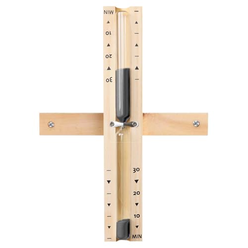 Sauna Sand Timer 30 Min, Rotating Wooden Sauna Hourglass 30 Minute Reloj De Arena, Heat Resistant Black Sand Clock Hour Glass Timer for Sauna