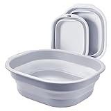 Bellglee 2 Pack Collapsible Wash Basin Set, Foldable Dish Tub, Small Medium Portable Sink for Kitchen, Camping, RV, Baby Bottles, Laundry, Plastic Washbasin -Gray