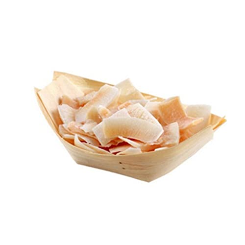 Beavorty 50 Pcs Disposable Wooden Snack Tray Large Natural Birch Serving Boats for Nibbles Appetizers and Foods for Parties Weddings and Outdoor Events