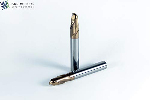 Image of Carbide Ball Nose End Mill for CNC Machine Milling Tools, for Alloy Steels /Hardened Metals - 2 Flute - 55HRC TiAlN Coated (1Pcs, 3 /8)