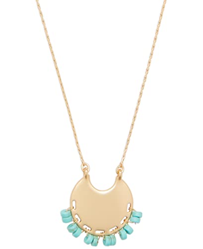 Lucky Brand Turquoise Charm Pendant Necklcae, Gold, One Size