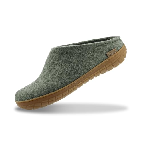 Image of Glerups 100% quality wool mix Slipper with rubber sole - Unisex Slip-on