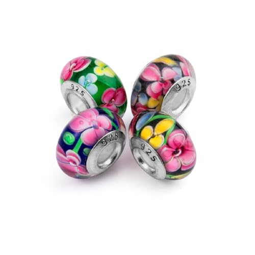Set of 4 Handmade Murano Glass Charm Bead for Charms Bracelets Style#11142