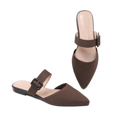 Image of Pointed Toe Mules for Women Flats,Slip On Mules Backless,Wide Width Mules,Mule Slides Flats Sandals