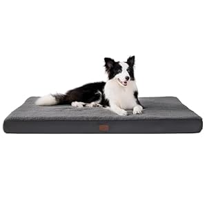 BEDSURE orthopädisches Hundebett Grosse Hunde – 112x81x7.6cm Hundekissen flauschig Hundematte waschbar Hundematratze in dunkelgrau für große Hunde