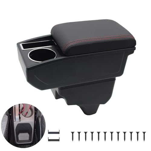 YJYWZH Armrest Box for Peugeot 208 2019-2023 Accessories, Red Thread