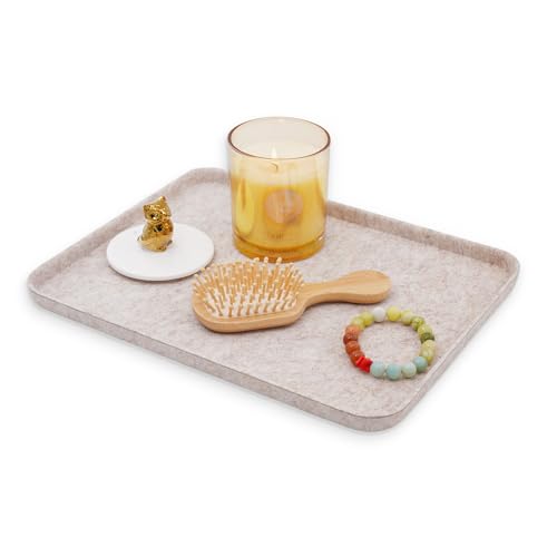 Image of Welaxy Felt Tray Lid for Storage Bins Drawer Organizer bin Cap of Box (M, Oatmeal Lid)