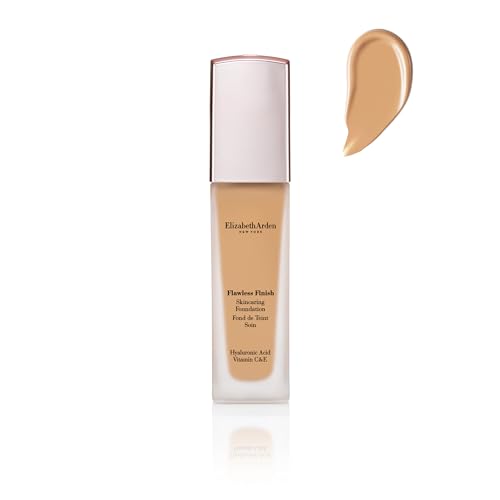 Elizabeth Arden Flawless Finish Skincaring Base de Maquillaje con Ácido Hialurónico, Vitamina E y C, Cobertura Media Acabado Natural, Color 320N