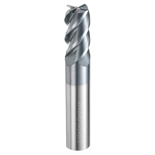 Image of HARFINGTON Carbide Square Nose End Mill Bit 1 /2 inch Cut Dia 4 Flutes TiAlN Coated Milling Cutter for Hardened Steel Metal (1 /2 inch Shank 1 inch Cut Length 3 inch Long 45 Degree Helix HRC53-55)
