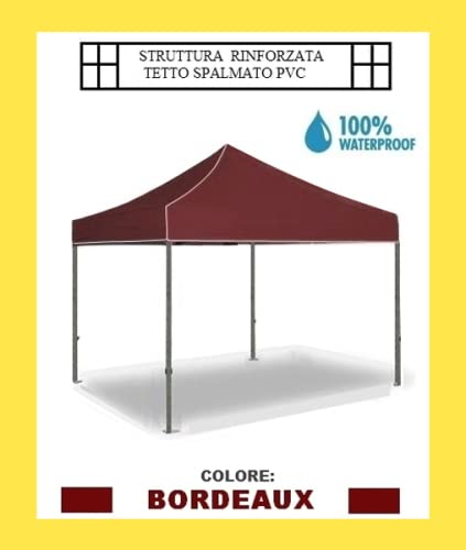 Gazebo pieghevole impermeabile 3x3m Bordeaux - Mod. Super-Ignys (Cod.:4458)