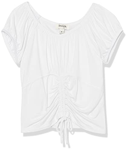 Speechless Girls' Puff Sleeve Ruched Ribbed Top