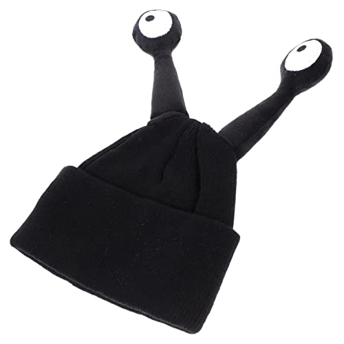 Funny Kids Knitted Beanie Hat for Boys and Girls Warm Winter Cap Antennae Comfortable Knit Hat for Toddlers Black