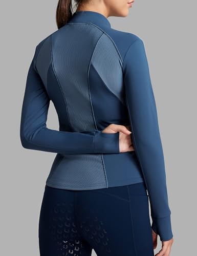 Image of FitsT4 Sports Womens Equestrian Riding Shirts Long Sleeve Fleece Lined Horse Full-Zip Winter Thermal Jackets