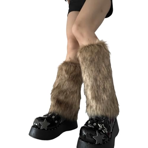 Fuzzy Faux Furs Leg Warmers Furs Long Cuffs Has Elastic Pair Carnivals Boot Uniform