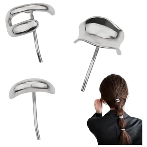 3PCS Metal Hair Cuffs,Gold Ponytail Cuff,Gold Ponytail Buckle,Metal High Ponytail Clip Barrettes,Decorative Ponytail Buckle for Women (Style 1) Cover