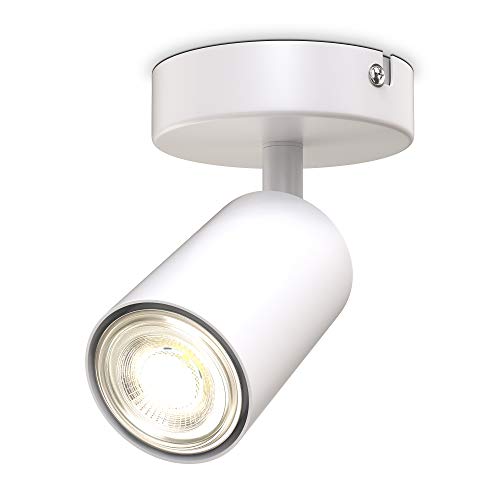 B.K.Licht - Lámpara de techo 1 luz, Foco Orientable, Metal Blanco, GU10 máx 9W, Ø90x90mm, Sin Bombilla, IP20, Iluminación Interior Moderna