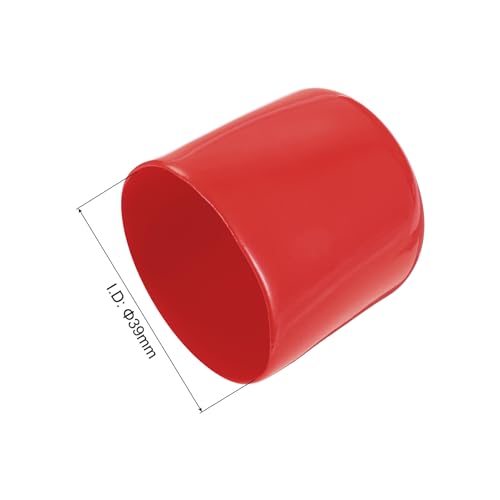 Image of uxcell 4pcs Rubber End Caps 39mm ID Vinyl Round End Cap Cover Screw Thread Protectors Red, 30mm Height
