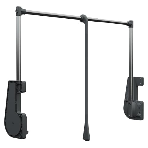 Decoranddecor Adjustable Pull Down Wardrobe Rail, 750mm-1150mm, 15kg Capacity Clothes Rail with Soft Close, Hanging Rail for Sliding and Hinged Wardrobes in Anthracite