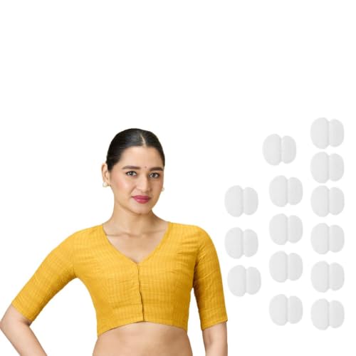 Image of Studio Shringaar Women Cotton Half Sleeve Madras Checks Saree Blouse with Stretchable Sides