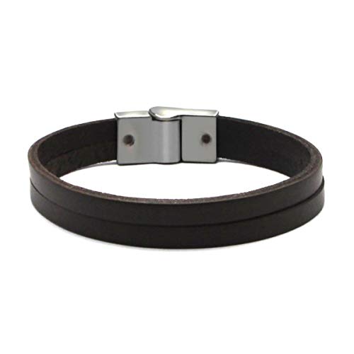 Pulseira em couro Legitimo Cowboy Marrom Cafe (M (Pulsos até 17,5 cm))