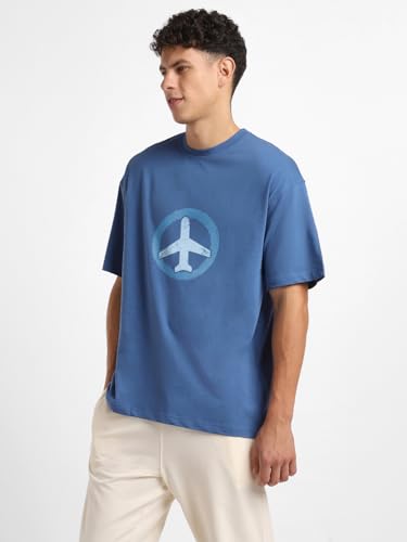 Image of Nobero Men's Oversized Graphic T-Shirt for Men | Soft Cotton | Drop Shoulder Relaxed Fit | Printed Casual Tshirt for Men