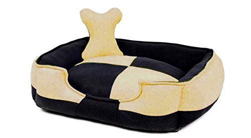 Image of Petslover Ultra Soft Fleece Fabric Polyester Filled Sofa Reversible Dog /Cat Beds, Beige & Black (Export Quality) - Large